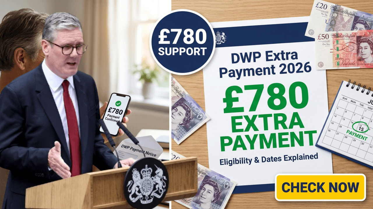 £780 DWP Extra Payment 2026:Eligibility, Payment Dates and Full Details